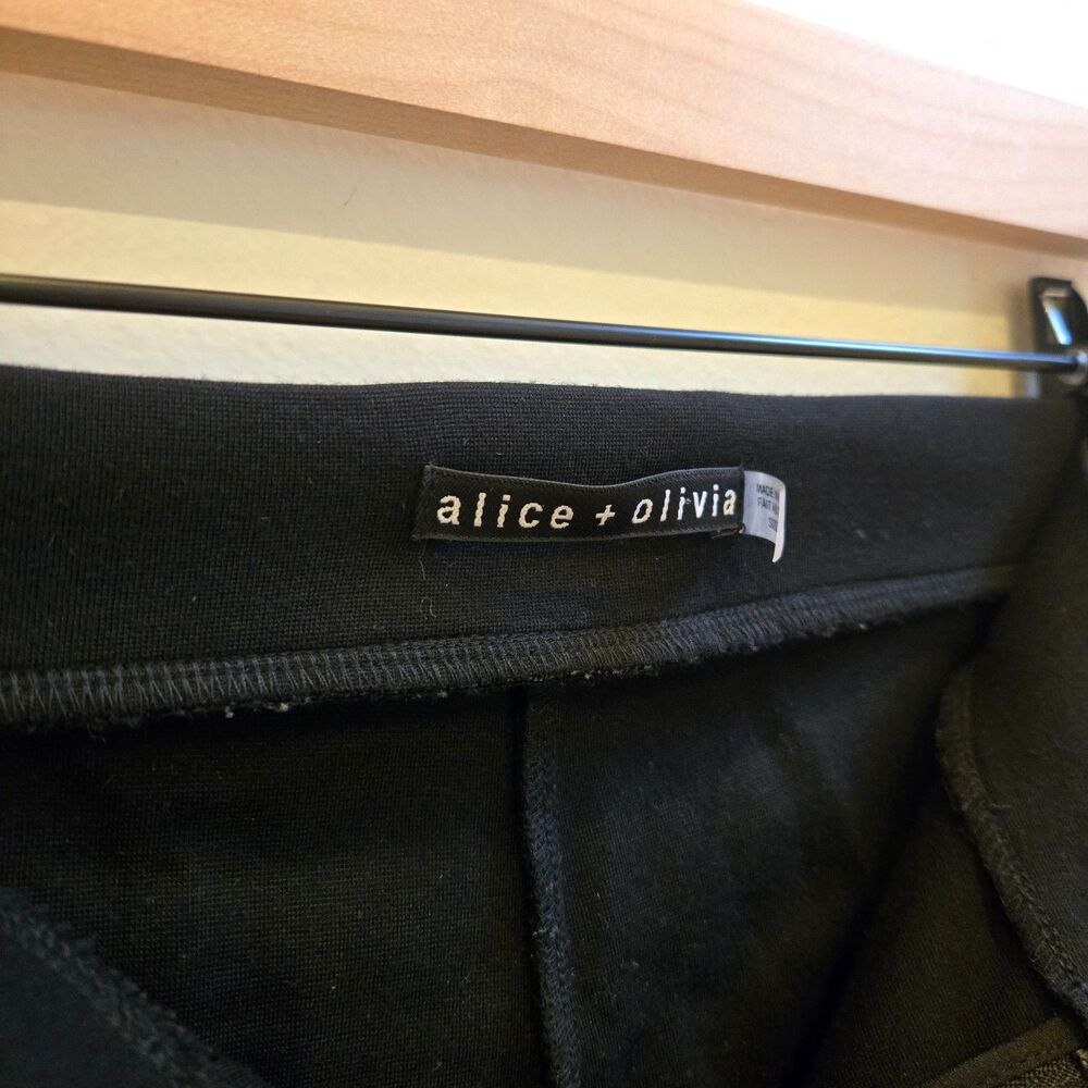 Alice + Olivia Women Leggings Skinny Pants Leather Panels Black Size 6 Moto Edgy - Picture 5 of 14